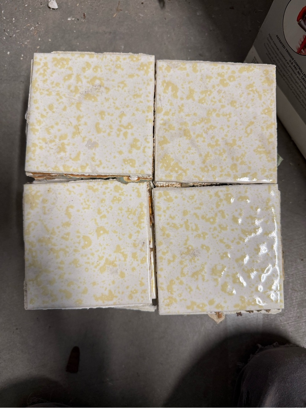 Textured White and Pale Yellow Ceramic Tile - Pack of 57